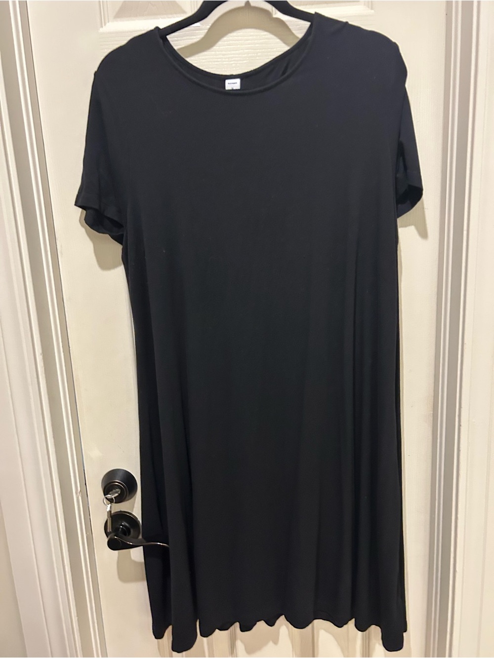Old Navy Black Short Sleeve Midi Swing Dress